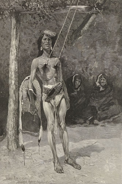 Picture of THE ORDEAL IN THE SUN DANCE AMONG THE BLACKFEET INDIANS 1890