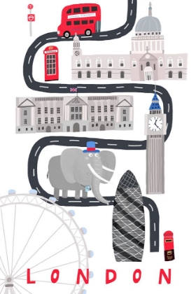 Picture of LONDON WITH BLACK AND WHITE ELEPHANT