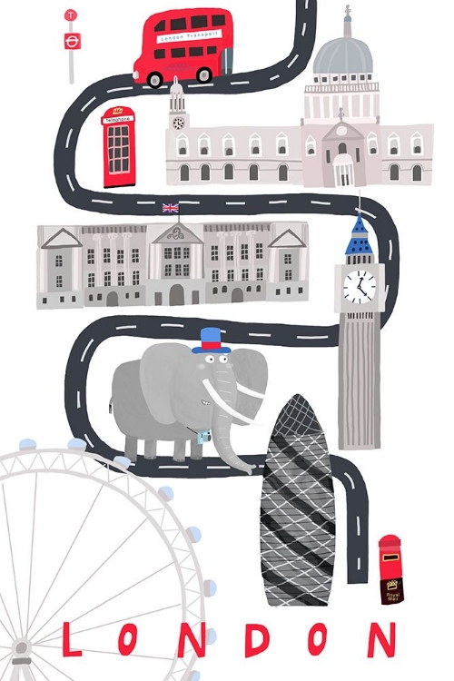 Picture of LONDON WITH BLACK AND WHITE ELEPHANT