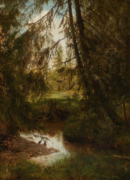 Picture of FIR TREES ON THE FOREST STREAM 1861
