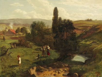Picture of BLACK FOREST LANDSCAPE WITH CHILDREN PLAYING 1867