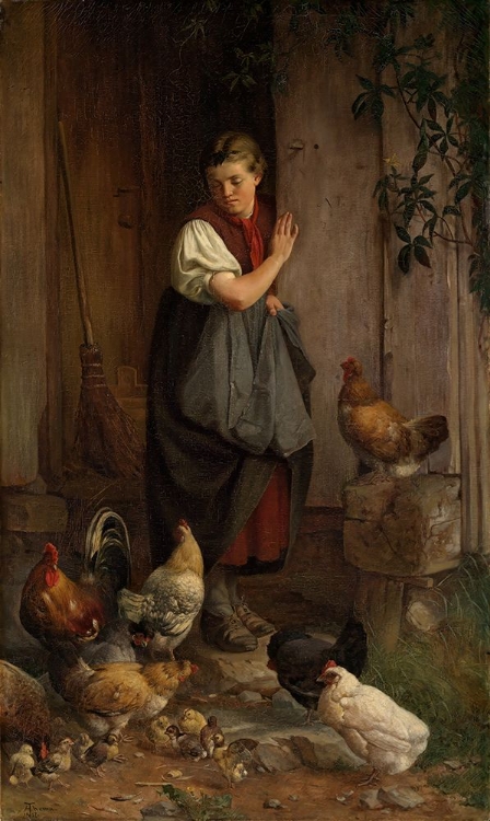 Picture of FEEDING CHICKENS 1867