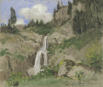 Picture of LANDSCAPE WITH WATERFALL DECORATION FOR A PUPPET THEATER 1870