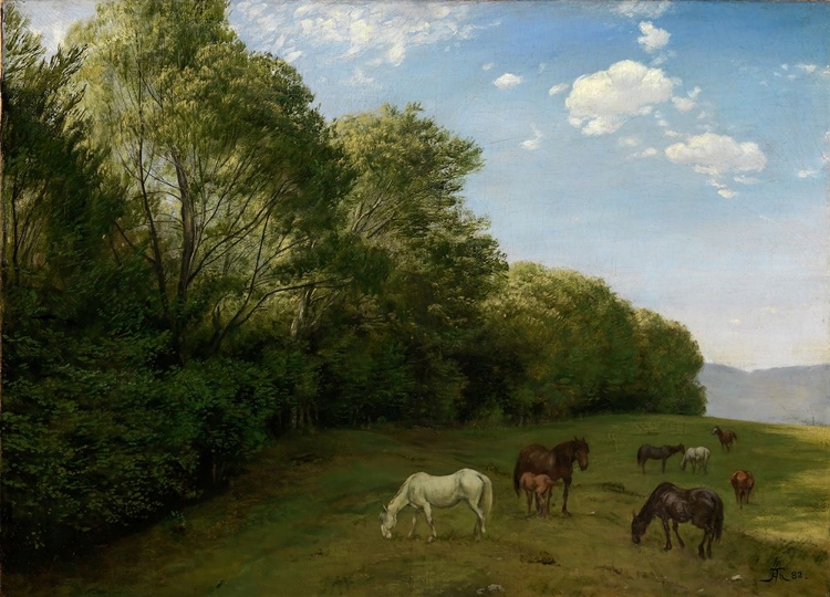 Picture of LANDSCAPE WITH GRAZING HORSES 1882