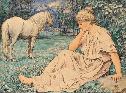 Picture of WHITE HORSE AND SEATED PERSON 1891