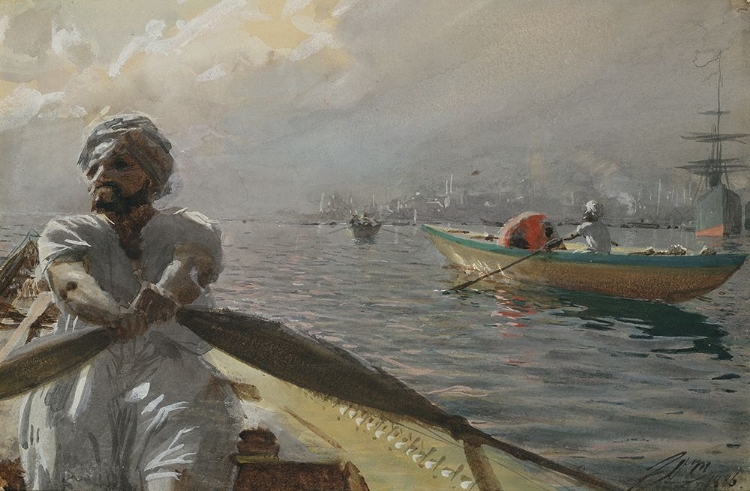 Picture of TURKISH BOATMAN IN THE CONSTANTINOPLE HARBOUR 1886