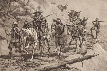 Picture of PIMA INDIANS CONVOYING A SILVER TRAIN IN MEXICO 1887