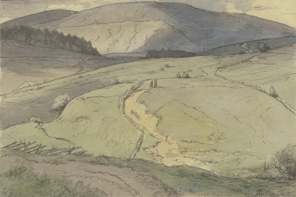 Picture of BLACK FOREST LANDSCAPE, VIEW OVER HILLY MEADOWS TO HIGHER MOUNTAINS