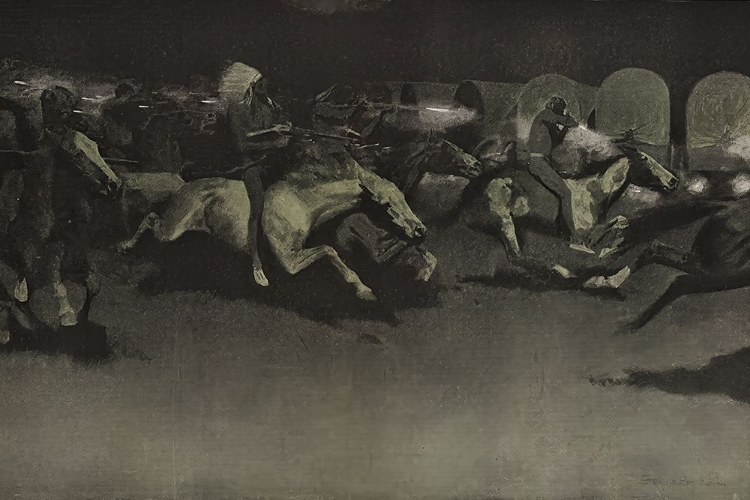 Picture of A NIGHT ATTACK ON A GOVERNMENT WAGON TRAIN 1904