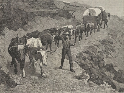 Picture of AN OX TRAIN IN THE MOUNTAINS 1888