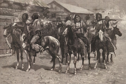 Picture of CROW INDIANS FIRING INTO THE AGENCY 1887