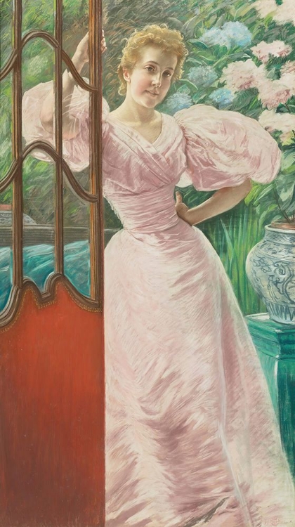 Picture of PORTRAIT OF A YOUNG WOMAN IN A CONSERVATORY 1895