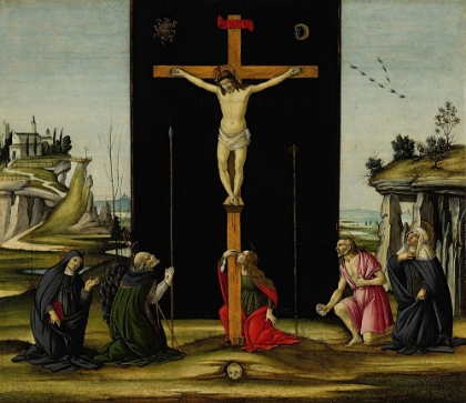 Picture of CHRIST ON THE CROSS ADORED BY SAINTS MONICA, AUGUSTINE, MARY MAGDALEN, JEROME AND BRIDGET OF SWEDEN