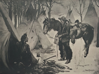 Picture of ON THE CATTLE RANGE, WHATS THE SHOW FOR A CHRISTMAS DINNER CHIEF 1890