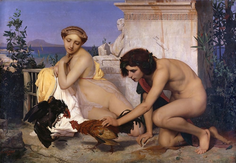 Picture of YOUNG GREEKS ATTENDING A COCK FIGHT 1846