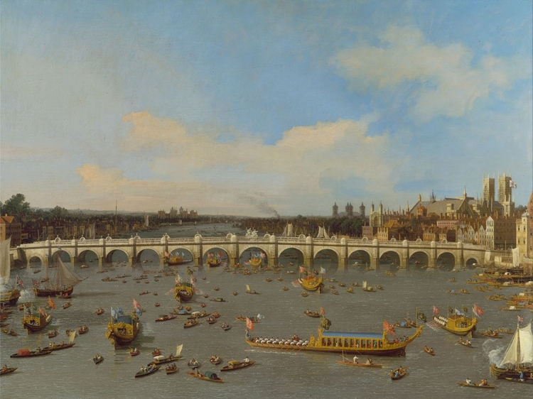 Picture of WESTMINSTER BRIDGE, WITH THE LORD MAYORS PROCESSION ON THE THAMES