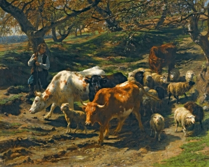 Picture of A SHEPHERD WITH HIS FLOCK