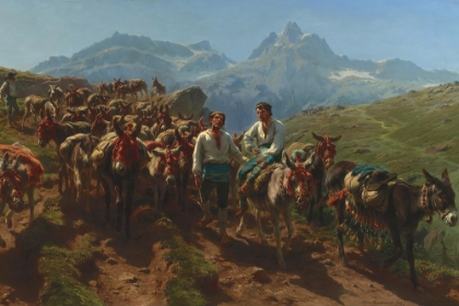 Picture of SPANISH MULETEERS CROSSING THE PYRENEES 1857