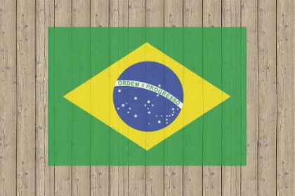 Picture of BRAZIL FLAG PAINTED ON A WOOD FENCE