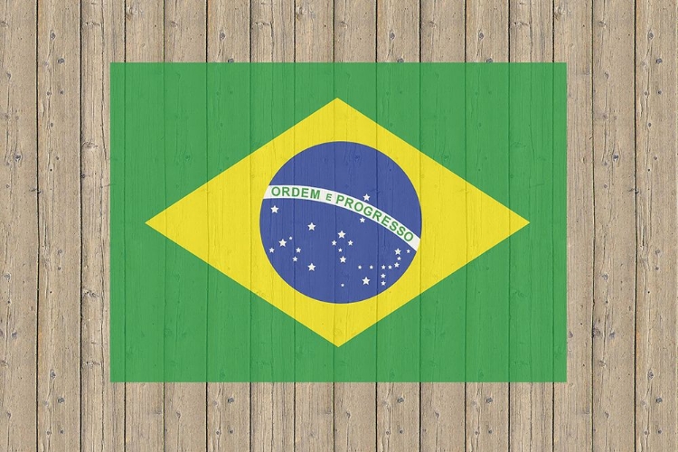 Picture of BRAZIL FLAG PAINTED ON A WOOD FENCE