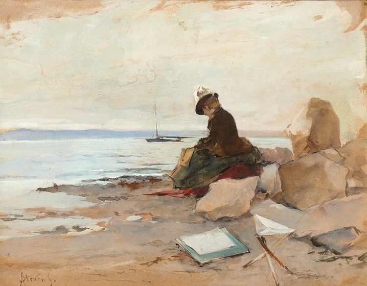 Picture of WOMAN PAINTER BY THE SEA