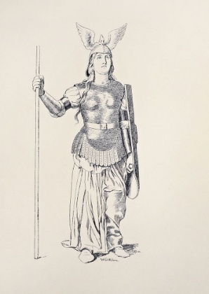 Picture of BRUNNHILDE WHITE ROBE SILVER ARMOR HELMET AND WEAPONS 1897
