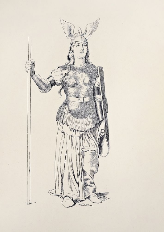 Picture of BRUNNHILDE WHITE ROBE SILVER ARMOR HELMET AND WEAPONS 1897