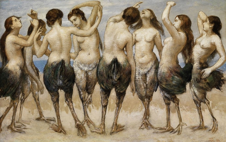 Picture of EIGHT DANCING WOMEN IN BIRD BODIES 1886