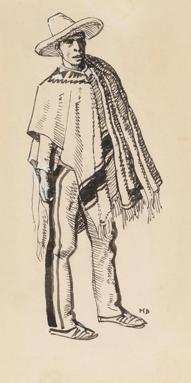 Picture of COSTUME SKETCH, MAN WITH PONCHO CA 1860