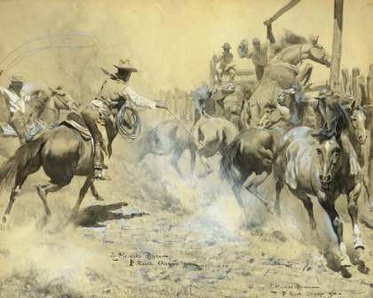 Picture of WILD RANGE-HORSES IN THE CORRAL 1901