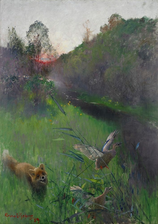 Picture of AFTERNOON LANDSCAPE WITH FOX AND SEABIRDS 1889
