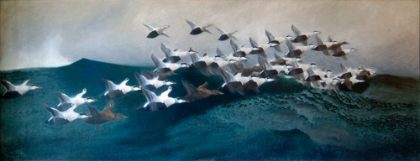 Picture of EIDER DUCKS FLYING IN FORMATION 1901