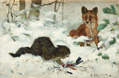 Picture of FOX SUPRISING A CAT 1881