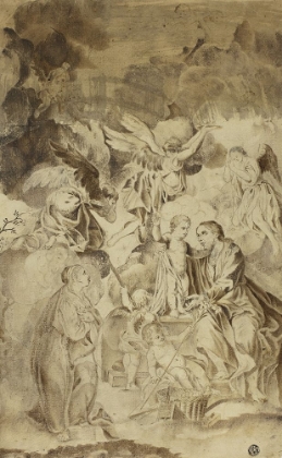 Picture of FEMALE SAINT BEHOLDING VISION OF CHRIST CHILD AND SAINT JOSEPH CA 1600