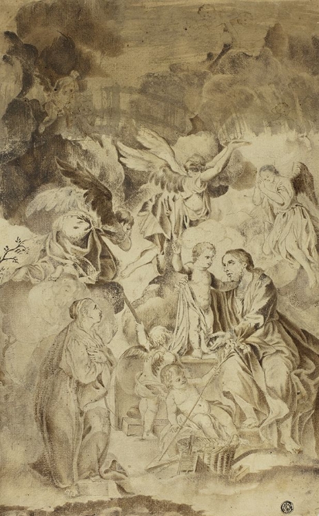 Picture of FEMALE SAINT BEHOLDING VISION OF CHRIST CHILD AND SAINT JOSEPH CA 1600