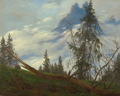 Picture of MOUNTAIN PEAK WITH DRIFTING CLOUDS 1835