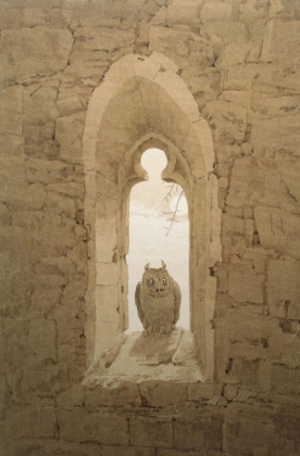 Picture of OWL IN A GOTHIC WINDOW CA 1836