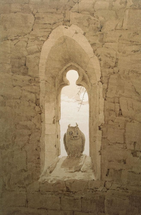 Picture of OWL IN A GOTHIC WINDOW CA 1836