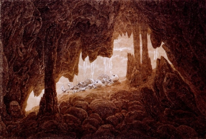 Picture of SKELETONS IN A CAVE WITH STALACTITES CA 1826