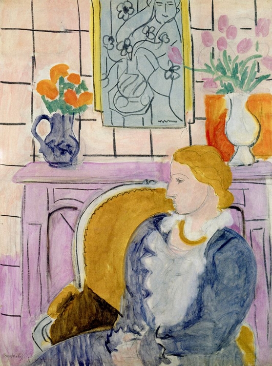 Picture of BLUE DRESS IN AN OCHRE ARMCHAIR 1937