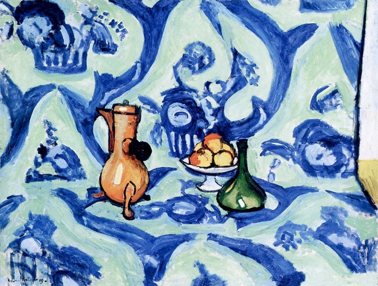 Picture of STILL LIFE WITH BLUE TABLECLOTH 1909