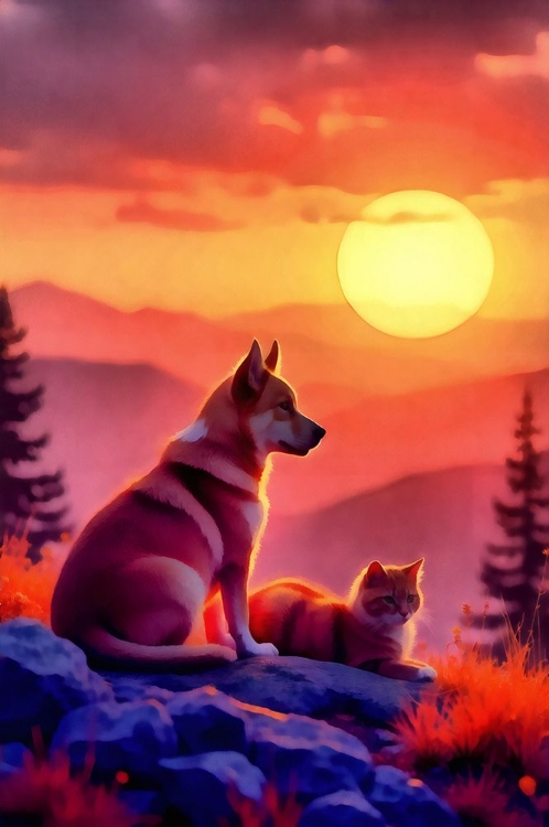 Picture of BEST FRIENDS AT SUNSET