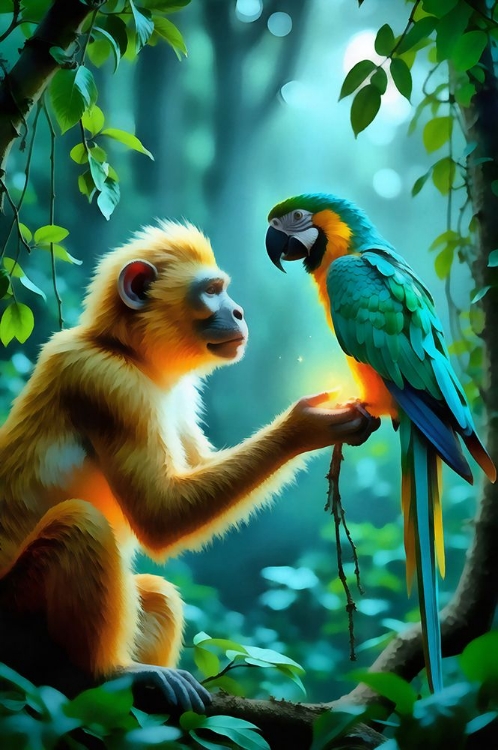 Picture of FANTASY MONKEY AND MACAW