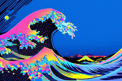 Picture of THE GREAT WAVE POP ART V