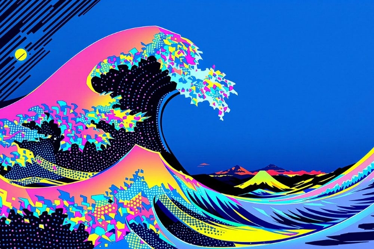 Picture of THE GREAT WAVE POP ART V