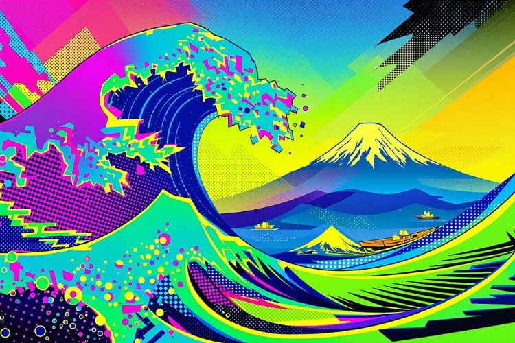 Picture of THE GREAT WAVE POP ART VII