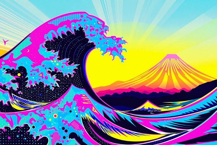 Picture of THE GREAT WAVE POP ART IX