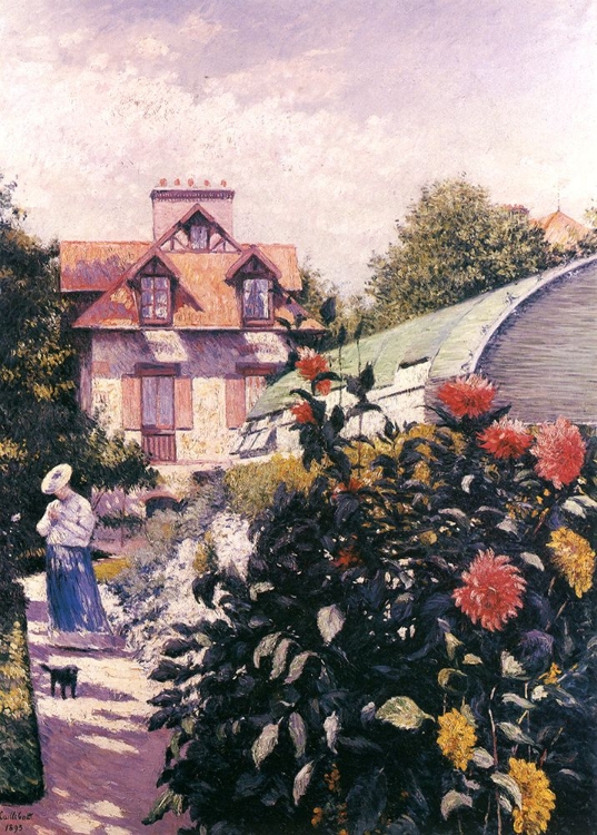 Picture of DAHLIAS IN A GARDEN AT PETIT-GENNEVILLIERS 1893