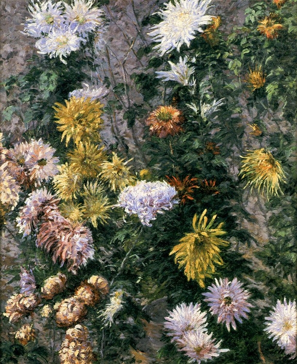 Picture of WHITE AND YELLOW CHRYSANTHEMUMS AT PETIT-GENNEVILLIERS 1893