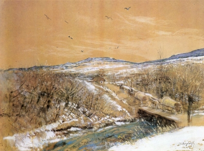 Picture of LANDSCAPE WITH CARTS 1914